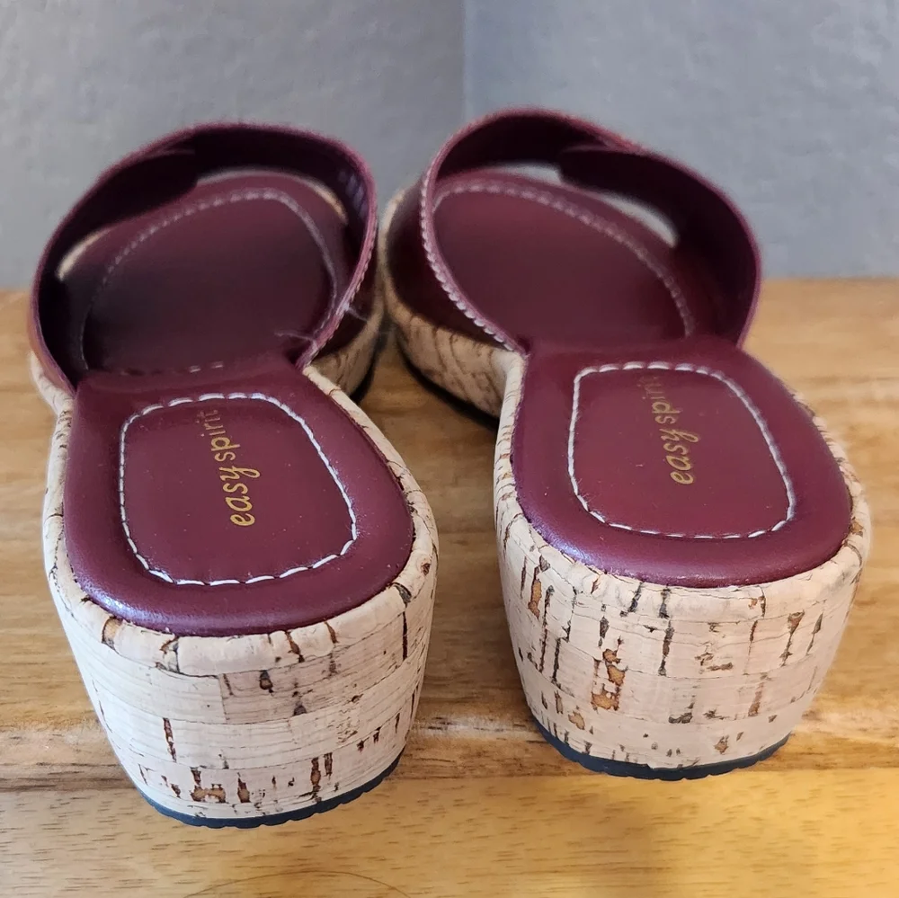 NWT Easy Spirit ESPLUSH‎ Red Leather Upper Slip-On Wedges, Size 7.5